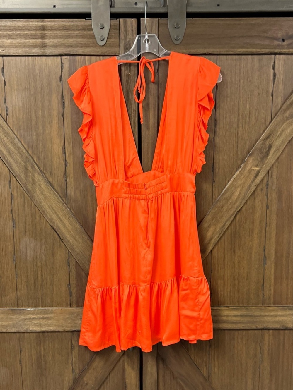 Stillwater The Jessie Mini Feminine Ruffled Summer Dress Papaya Size Small NWT - Picture 5 of 9